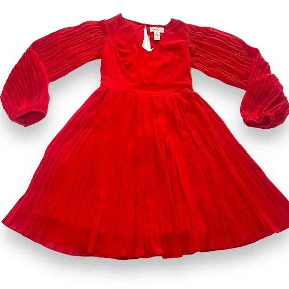 Jessica Simpson Red Long Sleeve Pleated Dress - Size Small Jessica Simpson Red Long Sleeve Pleated Dress - Size Small